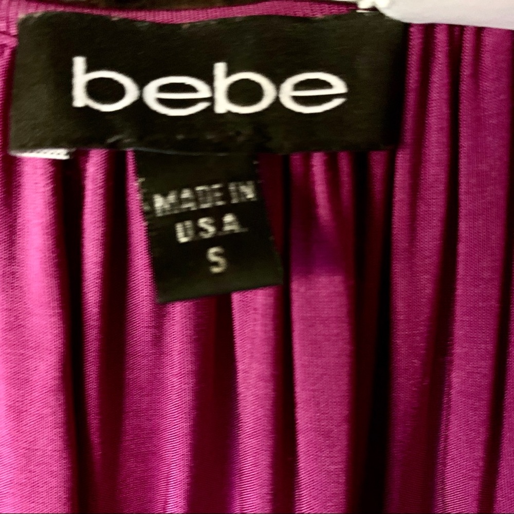 **SOLD** Meow!  Bebe purple silky wrap  dress - Picture 5 of 9